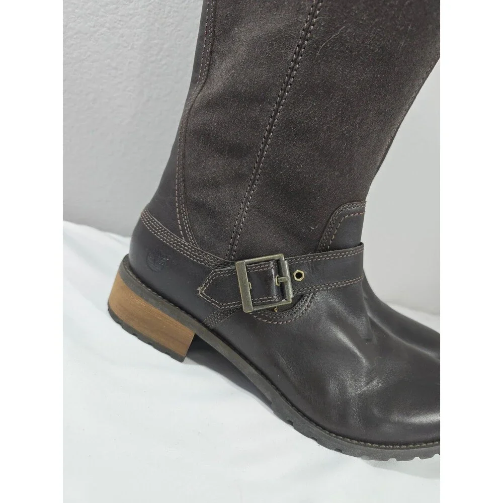 Timberland Earthkeeper Brown Suede Leather Zip Up Riding Tall Boots Sz 11 W